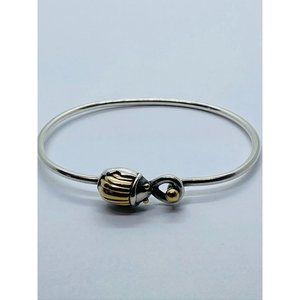 Tiffany & Co. Sterling Silver 18K Yellow Gold Scarab Hook & Eye Bracelet